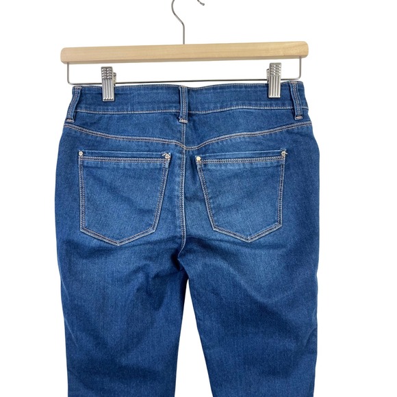 White House Black Market Steampunk The Skinny Crop Zipper Dark Wash Jeans 00 - Picture 6 of 6